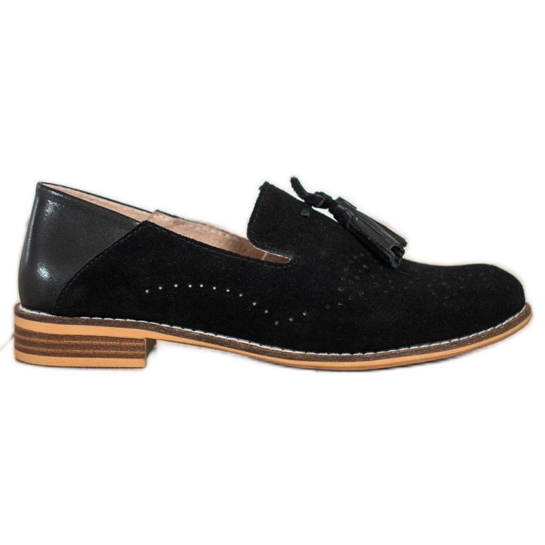 Filippo Lederherren mit Fransen schwarz