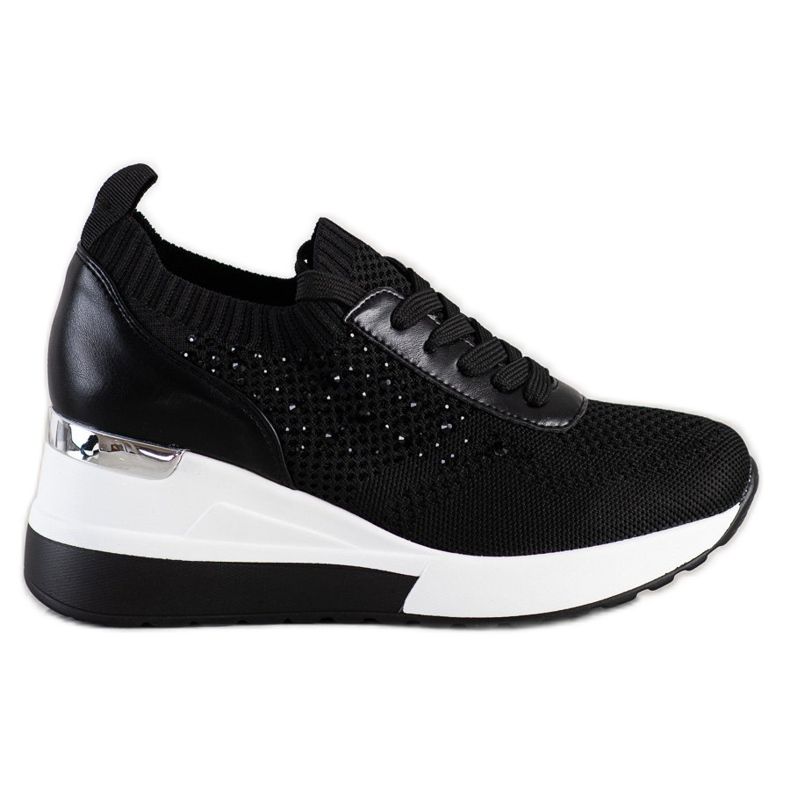 SHELOVET Keilsneaker mit Kristallen schwarz