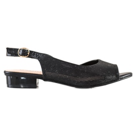 Sabatina Durchbrochene Sandalen auf niedrigen Absätzen schwarz