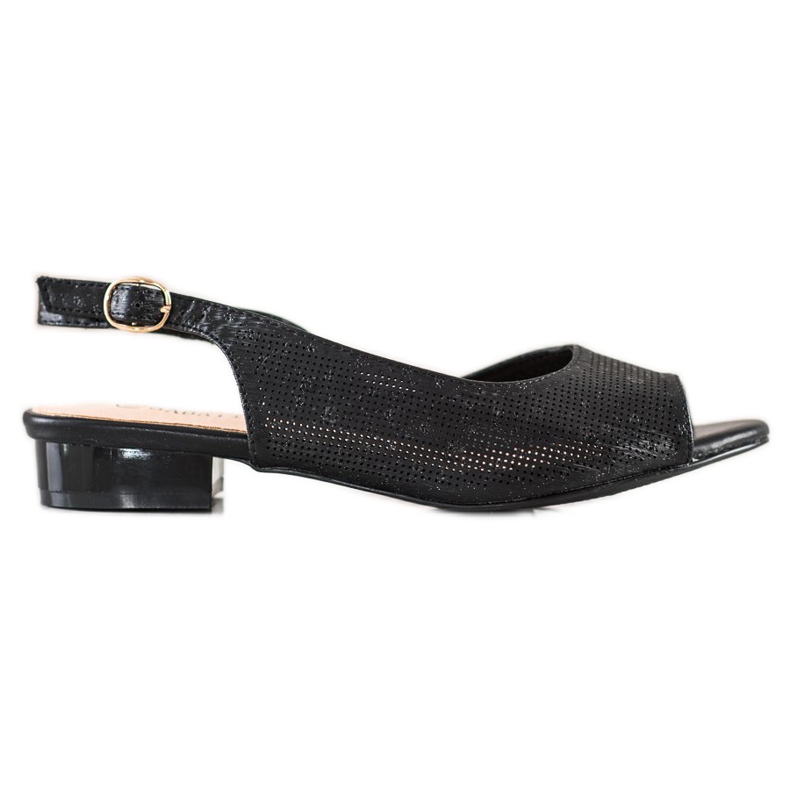 Sabatina Durchbrochene Sandalen auf niedrigen Absätzen schwarz