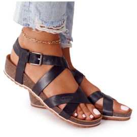 Schwarze Sandalen mit Korksohle Big Star DD274A009