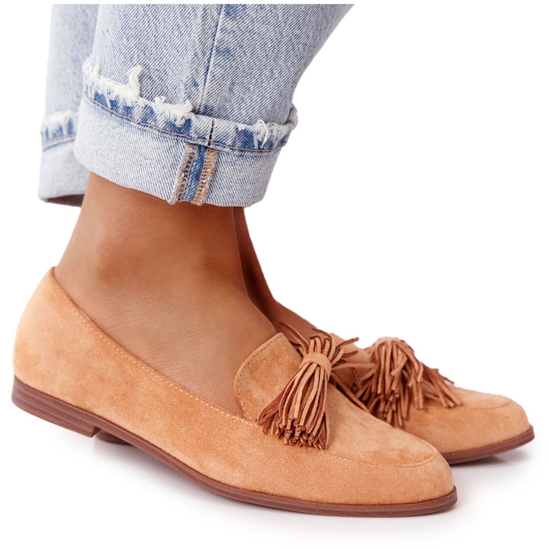 EVE Loafer aus Wildleder mit Fransen Camel Alicante braun