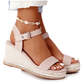 PG1 Beige Scilla Keilsandalen mit Pailletten