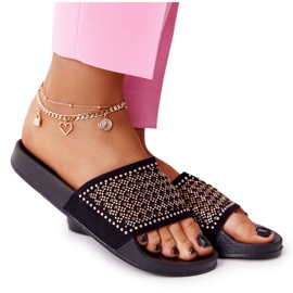 EVE Schwarze Tonya Hausschuhe aus Gummi mit Pailletten