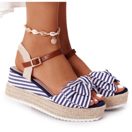 PG1 Marineblaue Keilsandalen La Isla Bonita weiß mehrfarbig