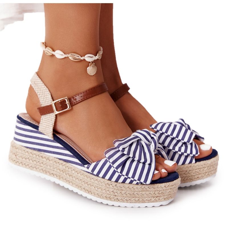 PG1 Marineblaue Keilsandalen La Isla Bonita weiß mehrfarbig