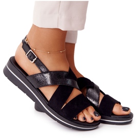 Wildledersandalen Sergio Leone SK039 Schwarz und Silber