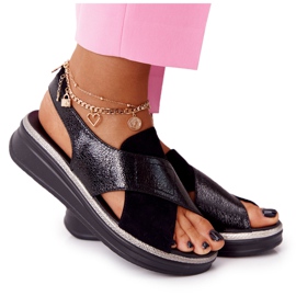 Slip-On Sandalen auf der Sergio Leone SK029 Black Platform schwarz