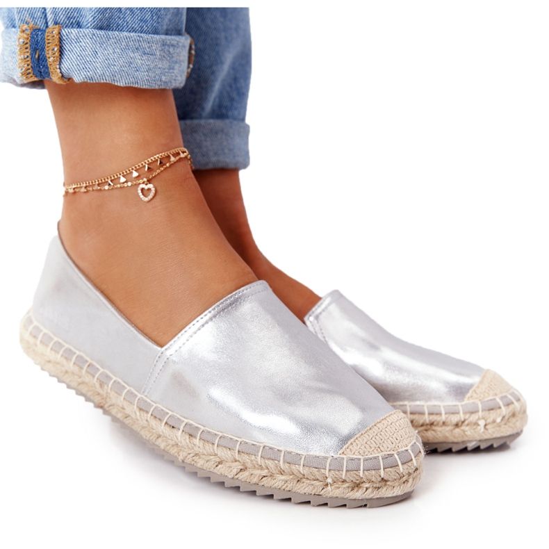 Leder-Espadrilles auf geflochtener Sohle Big Star HH274504 Silber silber-