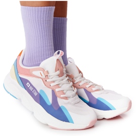 Damen Sportschuhe Memory Foam Big Star HH274809 Weiß-Rosa lila blau gelb
