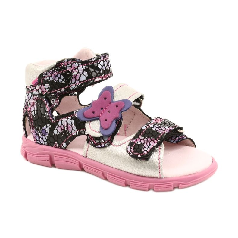 Mazurek Mädchen aus Ledersandalen hoch präventiv 291 mit einem Schmetterling silber-