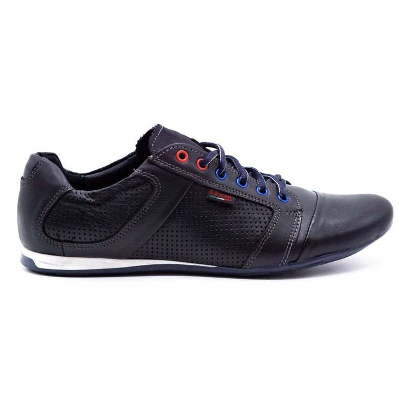 Lemar Herren Lederschuhe 882 dark navy blue grain navy blau