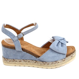 Espadrilles auf Wedges mit Schleife, blau YL92 Blue