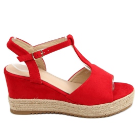 Rote Espadrilles auf Keilabsatz, rot WX-08 Red