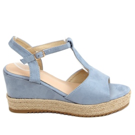 Blaue Espadrilles auf Keilabsatz WX-08 LT.BLUE