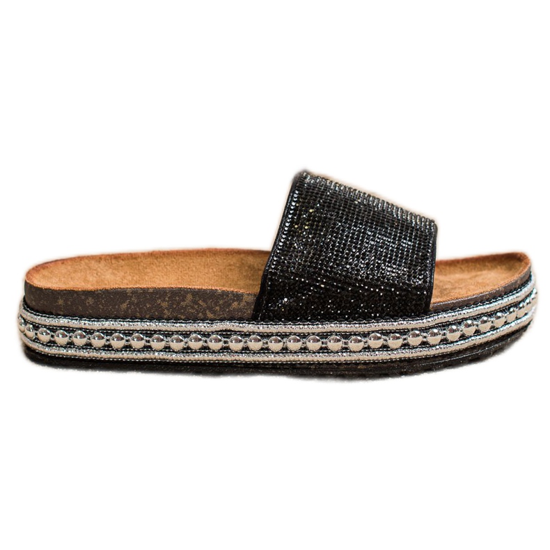 SHELOVET Mode Kristall Hausschuhe schwarz