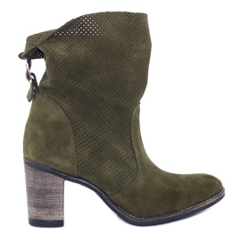 Olivier Grüne Sophia-Stiefel aus durchbrochenem Leder khaki