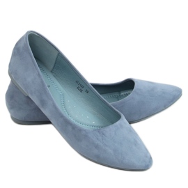 Blue CC212P Blaue Ballerinas aus glattem Wildleder