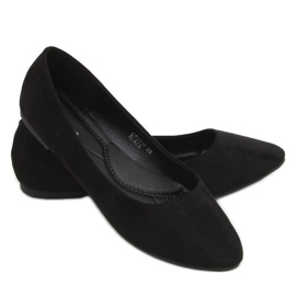 Black CC212P Schwarze Ballerinas aus glattem Wildleder