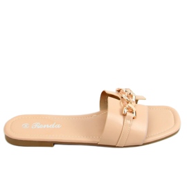 Beige Hausschuhe mit Zierkette 35-230 Beige