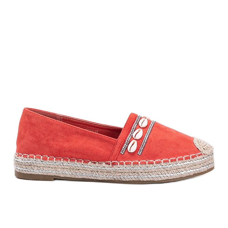 Orangefarbene Espadrilles mit Sea Side Muscheln