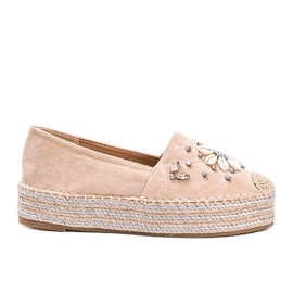 Beige Espadrilles auf dicker Mrs Nicki Sohle