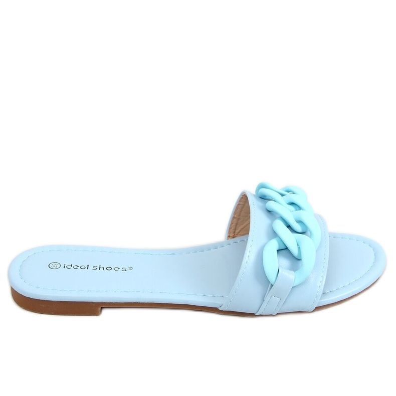 Blaue Hausschuhe mit Kette 7857 Blau