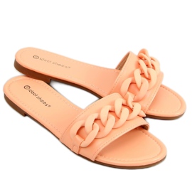 Hausschuhe mit Kette apricot 7857 Orange mehrfarbig