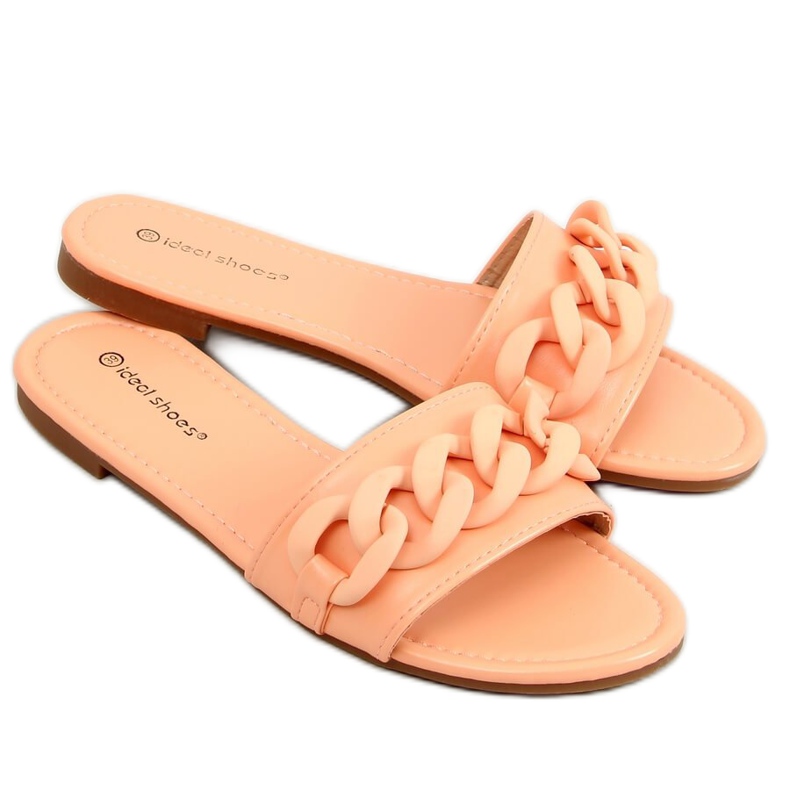 Hausschuhe mit Kette apricot 7857 Orange mehrfarbig