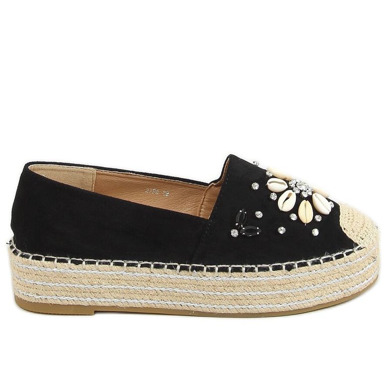 Schwarze Espadrilles mit Muscheln 2798 Schwarz