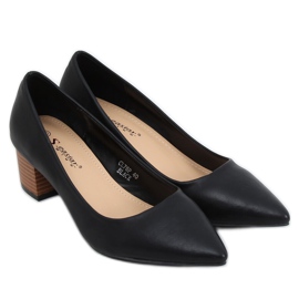 Pumps mit weiten Absätzen schwarz CL76P Black