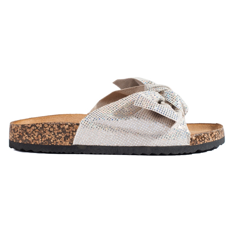Comer Bequeme Flip-Flops mit Schleife silber- grau
