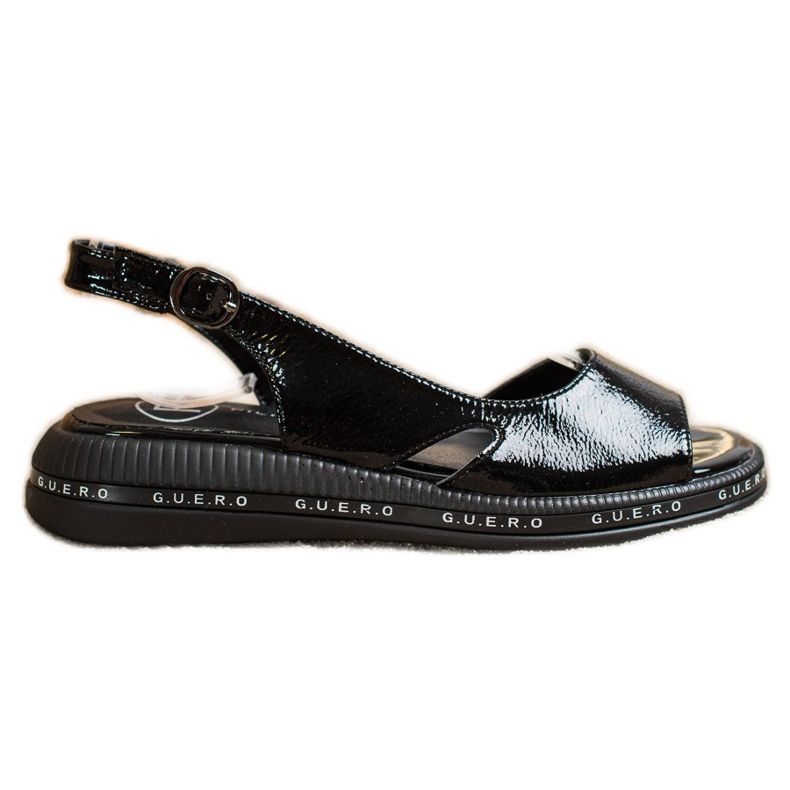 Filippo Bequeme lackierte Sandalen schwarz