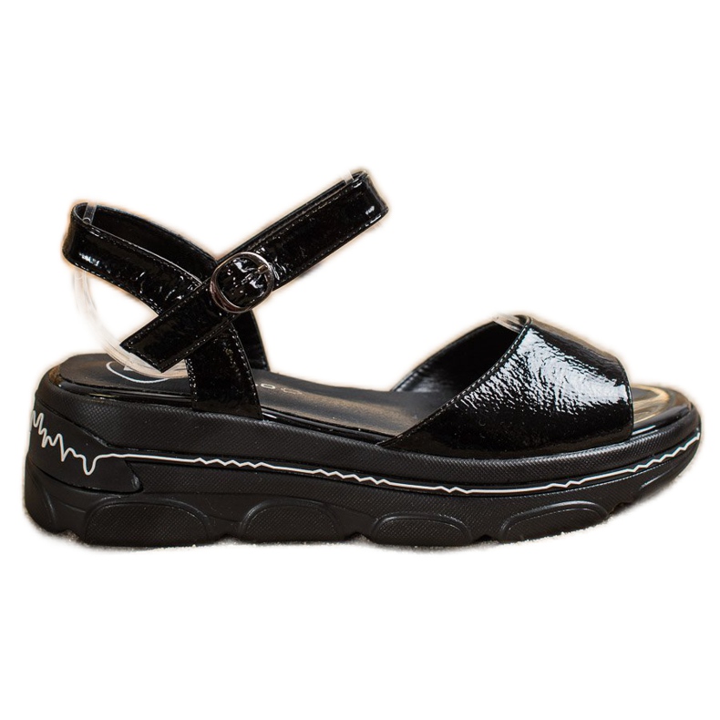 Filippo Lackierte Sandalen auf der Plattform schwarz