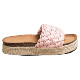 SHELOVET Geflochtene Espadrilles Flip-Flops rosa