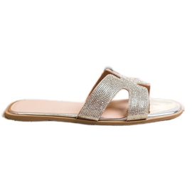 SHELOVET Stilvolle Hausschuhe mit Zirkonia silber-