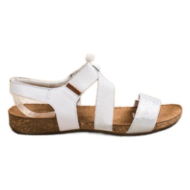 SHELOVET Ledersandalen mit Glitzer silber-