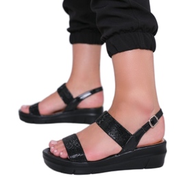 Schwarze Sweet Rasp Keilsandalen