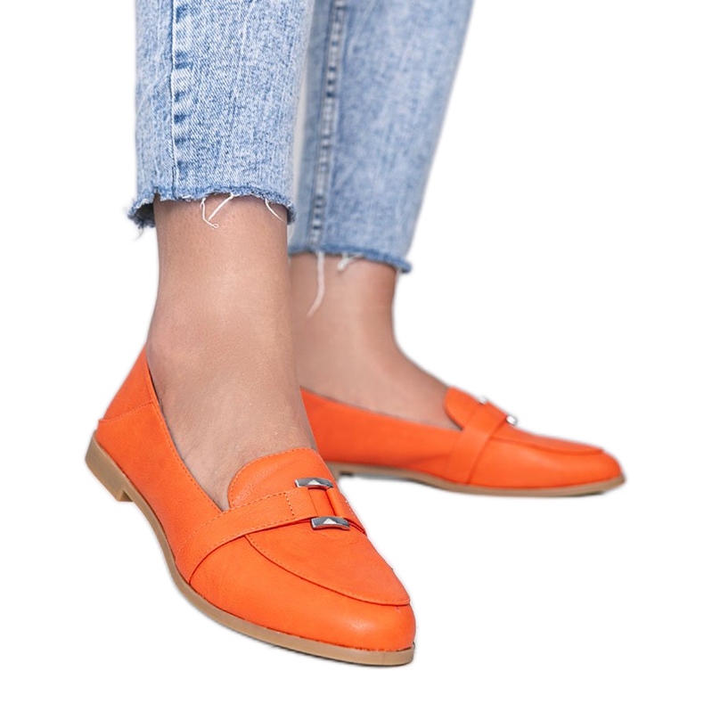 Orangefarbene Loafer mit Island Paradise-Schnalle