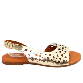 Durchbrochene asymmetrische goldene Sandalen HY23-13 Gold