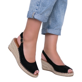 Schwarze Keilsandaletten von Caitlin