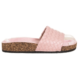 SHELOVET Modische geflochtene Hausschuhe rosa