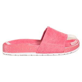 SHELOVET Modische Flip-Flops aus Wildleder rosa