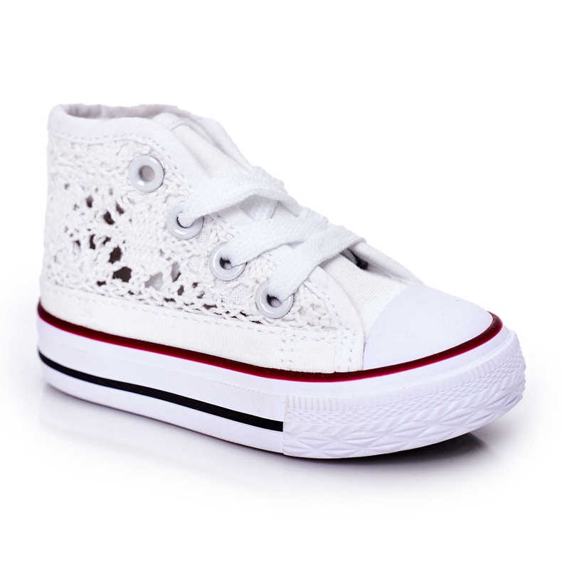 Hohe Sneakers für Kinder mit Spitze Weiß Roly-Poly