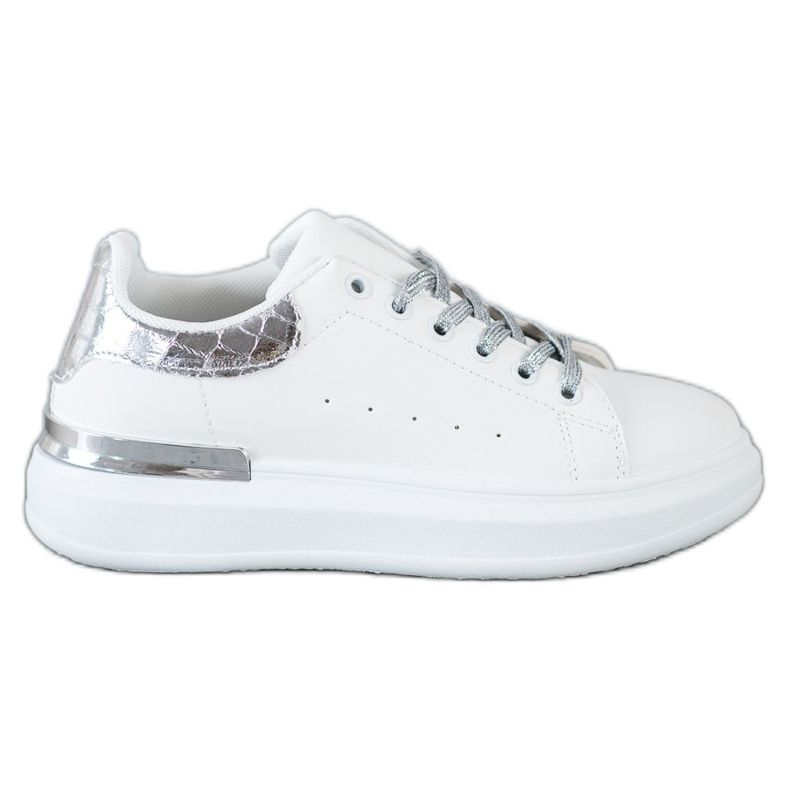 SHELOVET Sneakers mit Glitzer-Schnürung weiß