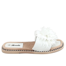 Weiße Hausschuhe mit Blumen 35-218 Weiß