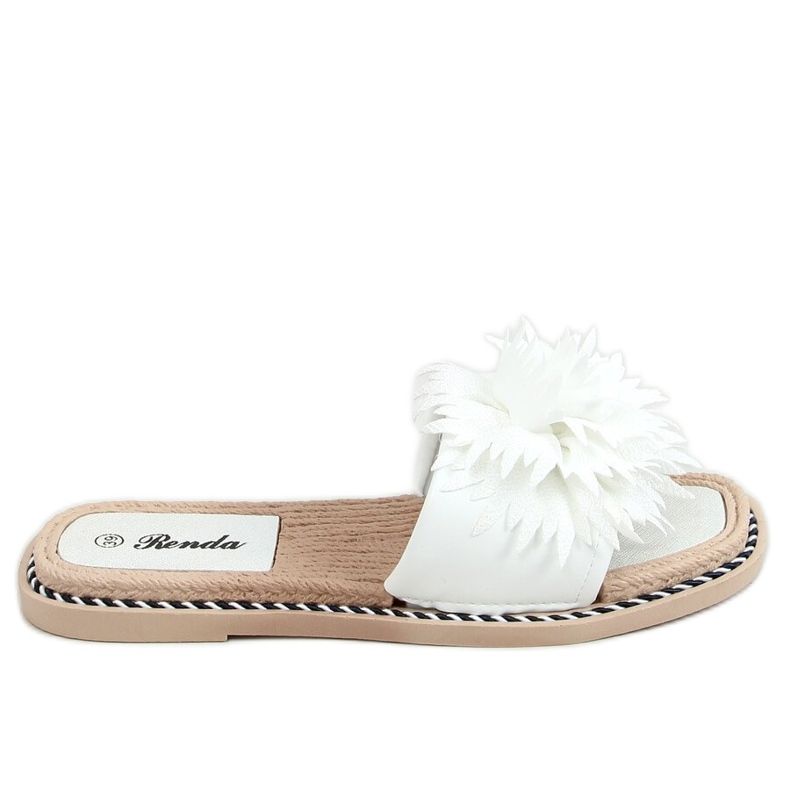Weiße Hausschuhe mit Blumen 35-218 Weiß