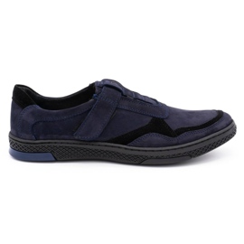 Polbut Herren Freizeitschuhe aus Leder 2102 marineblau schwarz