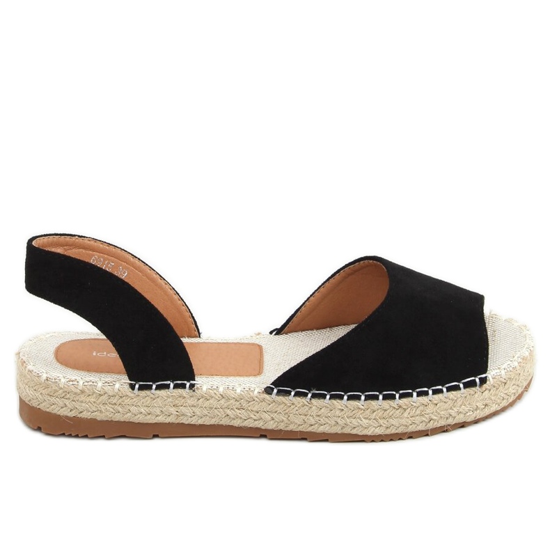 Schwarze Espadrilles mit offener Zehenpartie 6915 Schwarz