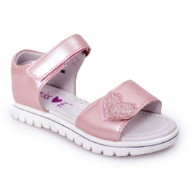 PE1 Sandalen für Kinder mit rosa Herz-Klettverschluss